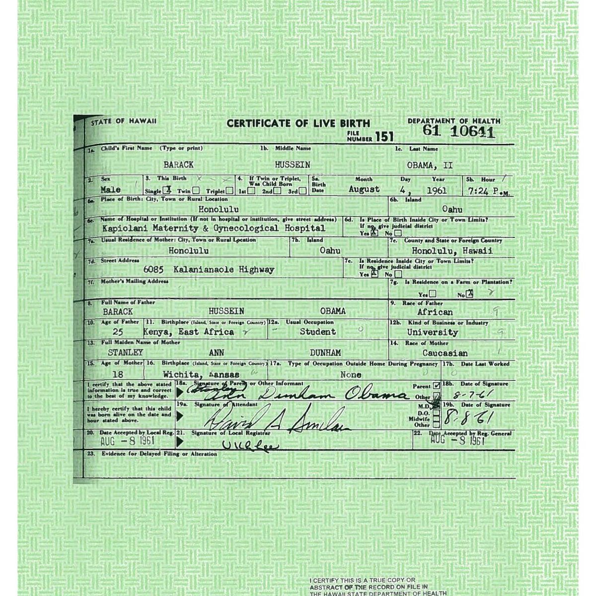 White House Releases President Obama S Long Form Birth Certificate