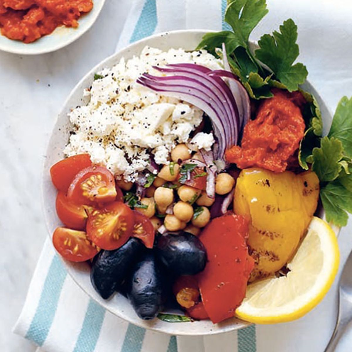 Garnish This Greek Poke Bowl With Parsley Red Onion And Lemon
