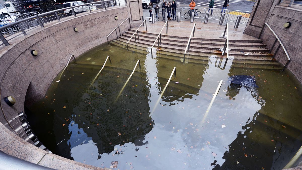 Flooding in New York City. The picture on the left is Central