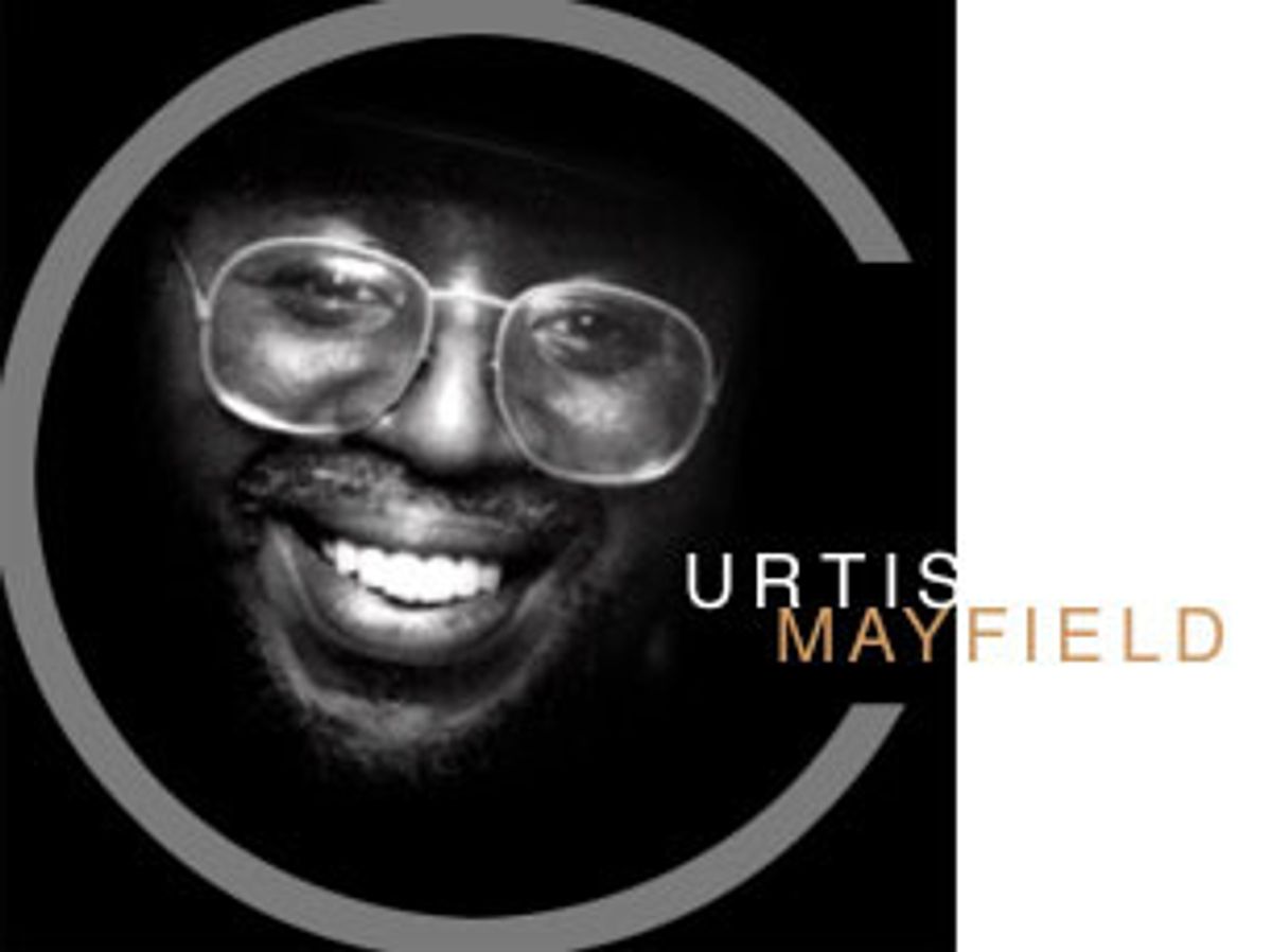 FILE-- Curtis Mayfield is shown in this undated handout photo.  The composer and songwriter, whose string of hits "Superfly," "People Get Ready,'' "Talking About My Baby,'' and "Keep On Pushing,'' has died Sunday, Dec. 26, 1999. Mayfield was 57.(AP Photo/Curtom Records, ho) (Associated Press)