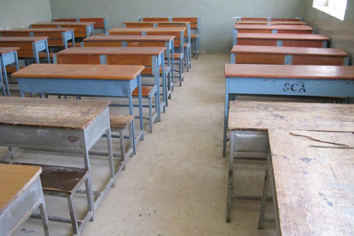 An empty classroom at the girls' school in Aqtash. Once the threats started coming, parents stopped sending their girls to school.