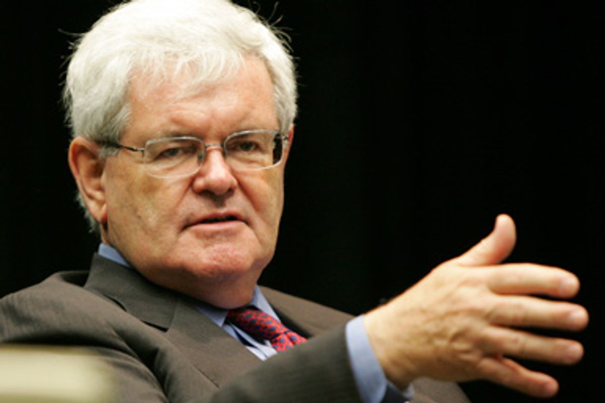 Newt Gingrich speaks during a conference on health care reform in Columbia, S.C., May 21, 2009