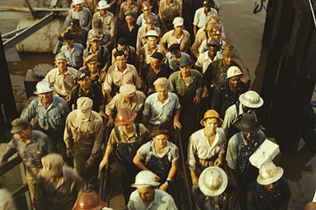 Workers leaving Pennsylvania shipyards, Beaumont, Texas.