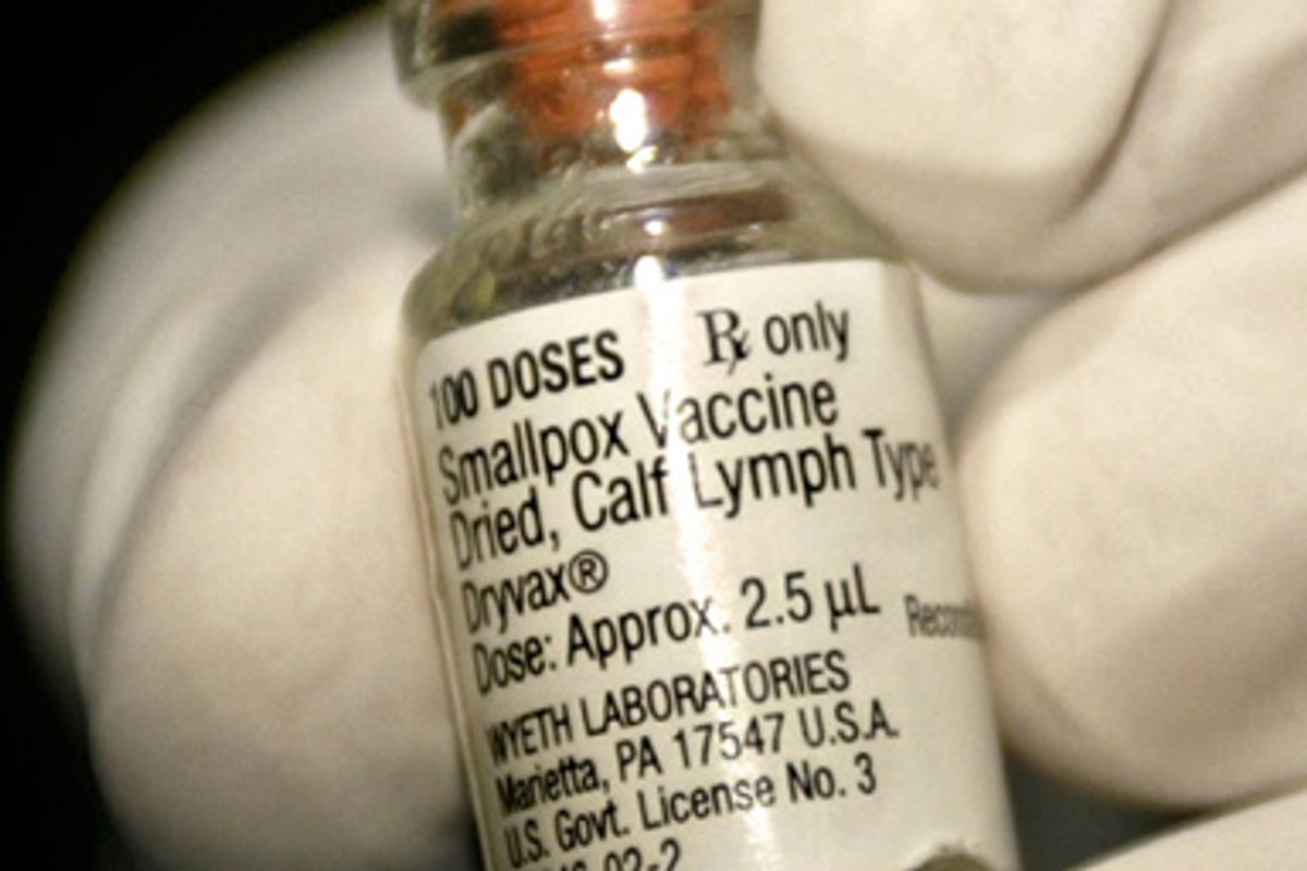 A vial of smallpox vaccine, Dryvax, made by Wyeth Laboratories (March 11, 2003)   
