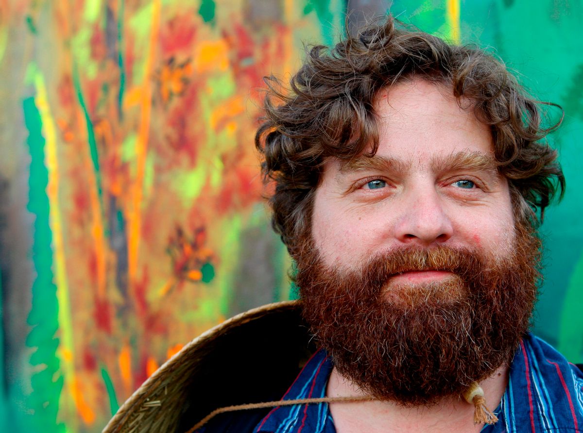 Comedian Zach Galifianakis poses for a portrait at the Bonnaroo Music and Arts Festival 2008,  Saturday, June 14, 2008, in Manchester, Tenn.  (AP Photo/Bill Waugh) (Bill Waugh)