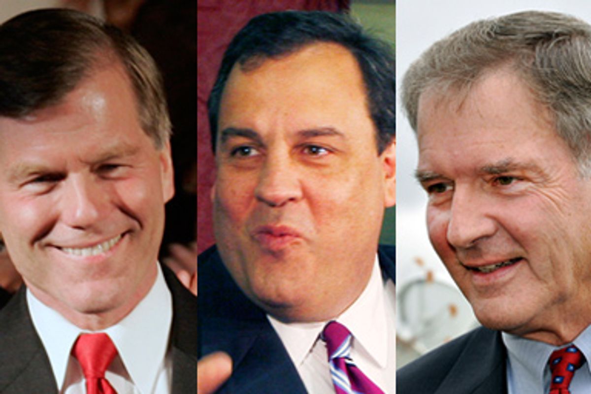 Republican Gov-elect Bob McDonnell, Republican Gov-elect Chris Christie, and Democratic Rep-elect Bill Owens      