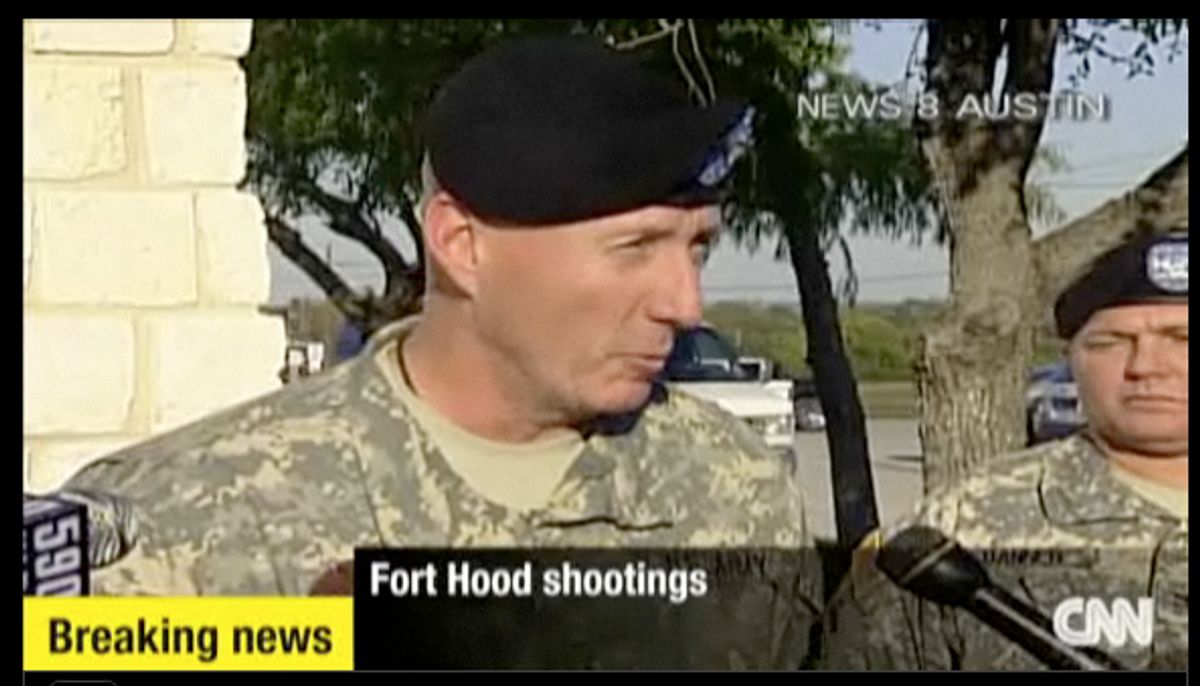 An army official holds a press briefing on the shooting at Fort Hood   