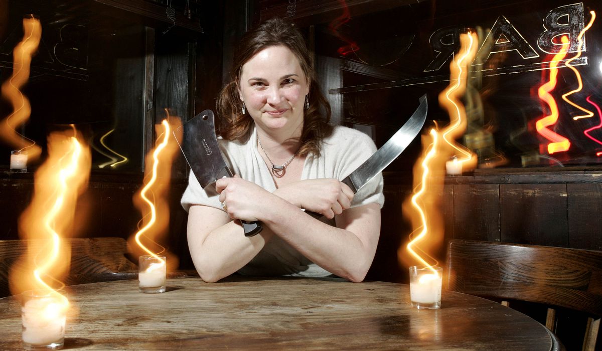 Julie Powell poses for a portrait in the Queens borough of New York Monday, Nov. 23, 2009. Powell is the author of "Julie and Julia," has a new book coming out all about butchering meat called "Cleaving".  (AP Photo/Carlo Allegri) (Associated Press)