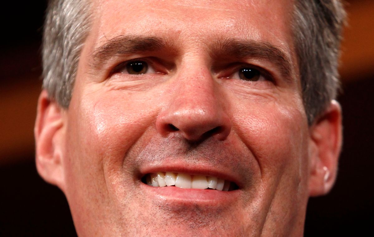 Republican Massachusetts Senator Scott Brown smiles after his ceremonial swearing-in at the U.S. Capitol in Washington February 4, 2010.  REUTERS/Kevin Lamarque   (UNITED STATES - Tags: POLITICS) (Reuters)