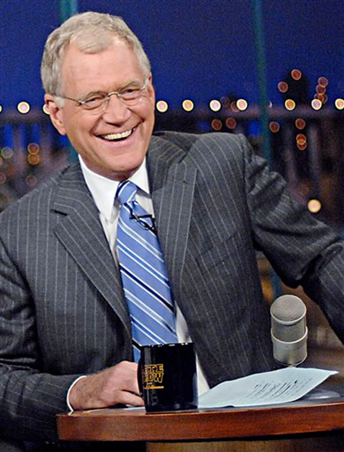 FILE - In this Oct 8, 2007 file photo image originally provided by CBS, David Letterman appears on the "Late Show with David Letterman,"  in New York. (AP Photo/John Paul Filo, CBS, File) ** MANDATORY CREDIT; NO SALES; NO ARCHIVE; NORTH AMERICA USE ONLY ** (AP)