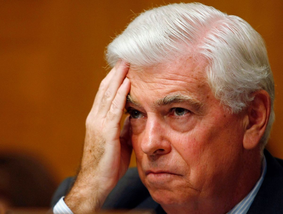 U.S. Senate Banking Committee Chairman Christopher Dodd listens to a testimony at the Senate Banking Committee on Capitol Hill in Washington in this July 23, 2009 file photo. Dodd will announce on January 6, 2010 he will not seek re-election in November, two senior Democratic party aides said. The news, coupled with another Democrat's retirement announcement, underscored the fragility of the Democrats' Senate majority, which is just enough to push President Barack Obama's agenda past Republican procedural obstacles.
  REUTERS/Larry Downing/Files (UNITED STATES - Tags: POLITICS BUSINESS) (Reuters)