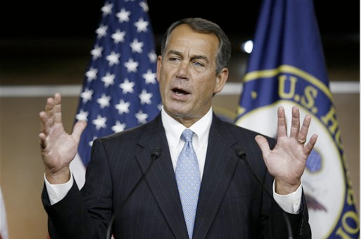 House Minority Leader John Boehner of Ohio speaks during a news conference on Capitol Hill in Washington, Thursday, Jan. 21, 2010.
