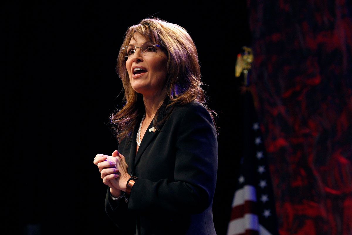Sarah Palin speaks during the National Tea Party Convention at Gaylord Opryland Hotel in Nashville, Tennessee February 6, 2010. REUTERS/Josh Anderson (UNITED STATES - Tags: POLITICS)   (Reuters)