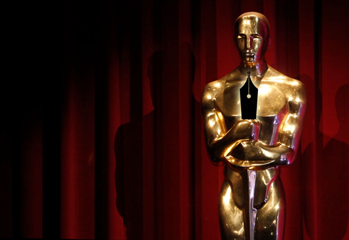 An Oscar statue is seen on stage after the 82nd annual Academy Awards nomination announcements in Beverly Hills February 2, 2010. The 82nd annual Academy Awards will be presented in Hollywood on March 7, 2010. REUTERS/Danny Moloshok (UNITED STATES - Tags: ENTERTAINMENT) (Â© Danny Moloshok / Reuters)