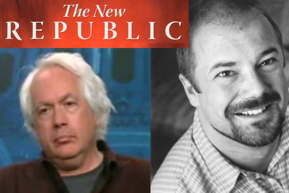 The New Republic's Leon Wieseltier, left, and The Atlantic's Andrew Sullivan