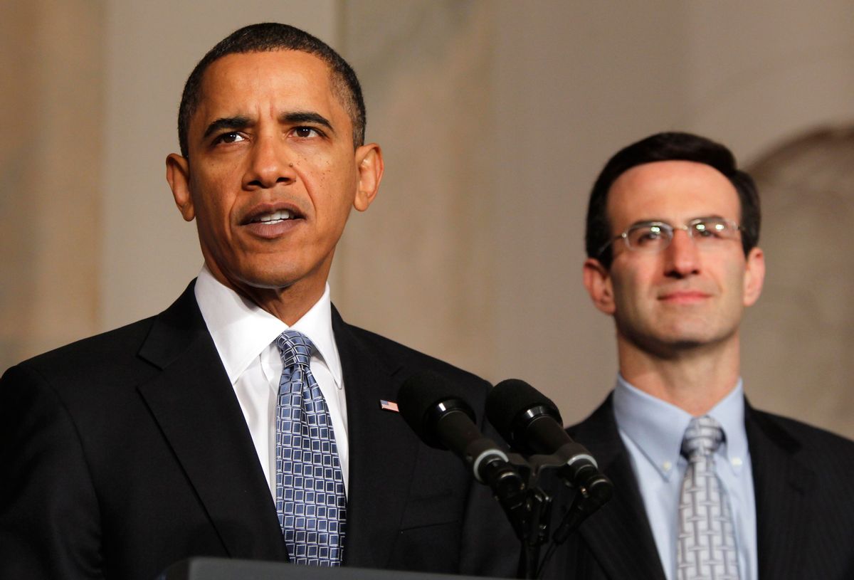 U.S. President Barack Obama speaks about the budget next to Peter Orszag, Director of the Office of Management and Budget (OMB), in the Cross Hall of the White House in Washington, February 1, 2010.     REUTERS/Jason Reed (UNITED STATES - Tags: POLITICS BUSINESS) (Reuters)