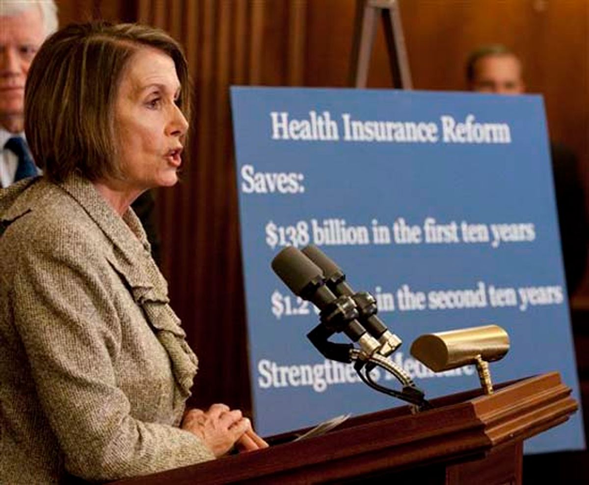 House Speaker Nancy Pelosi of California, speaks at a news conference on Capitol Hill in Washington, Thursday, March 18, 2010.(AP Photo/Harry Hamburg) (Harry Hamburg)
