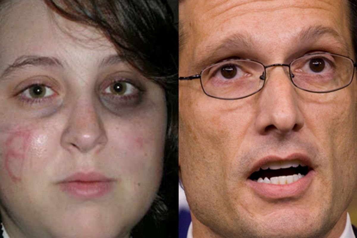 Left: Ashley Todd on Oct. 22, 2008. Right: House Minority Whip Eric Cantor of Virginia. 