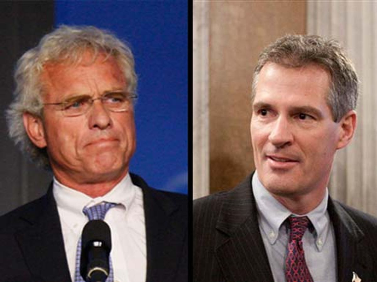 Joseph P. Kennedy II (left) and Scott Brown