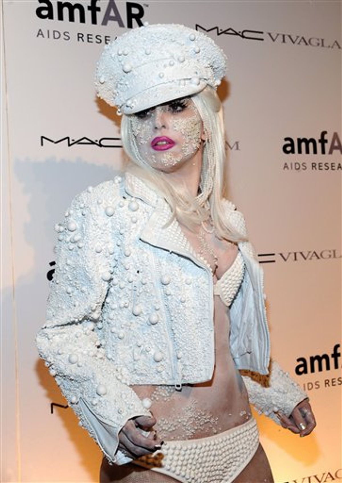 Singer Lady Gaga attends the amfAR (American Foundation for AIDS Research) benefit gala on Wednesday, Feb. 10, 2010 in New York. (AP Photo/Evan Agostini) (AP)