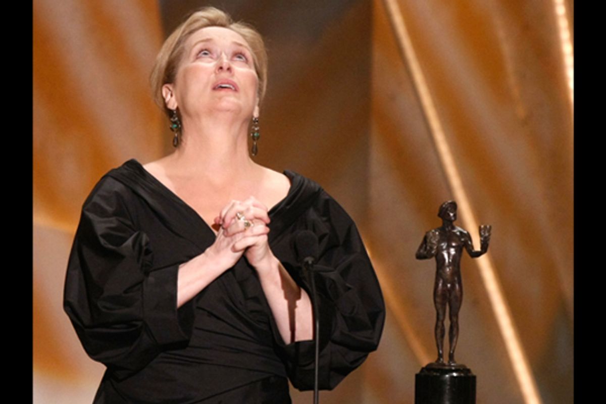 Actress Meryl Streep accepts the Female Actor in a Leading Role award for "Doubt" during the 15th Annual Screen Actors Guild Awards held at the Shrine Auditorium on January 25, 2009 in Los Angeles, California.     