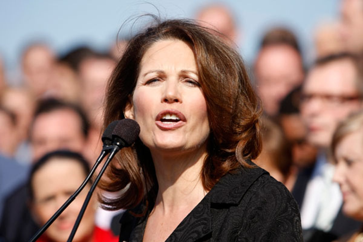 Minnesota Republican Representative Michele Bachmann speaks at a "House Call" rally against proposed healthcare legislation at the Capitol in Washington November 5, 2009. 