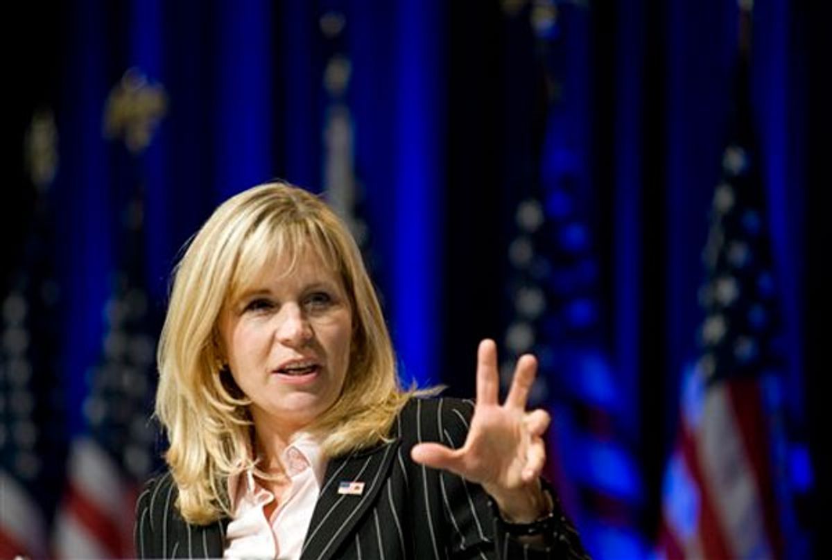 In this Feb. 18, 2010, Liz Cheney, board member, Keep America Safe, addresses the Conservative Political Action Conference (CPAC), in Washington.       