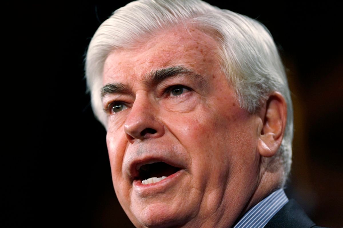 U.S. Senate Banking Committee Chairman Chris Dodd (D-CT) speaks during a news conference to discuss efforts to reform Wall Street on Capitol Hill in Washington, April 19, 2010.  REUTERS/Hyungwon Kang   (UNITED STATES - Tags: BUSINESS POLITICS IMAGES OF THE DAY)                      (Â© Hyungwon Kang / Reuters)