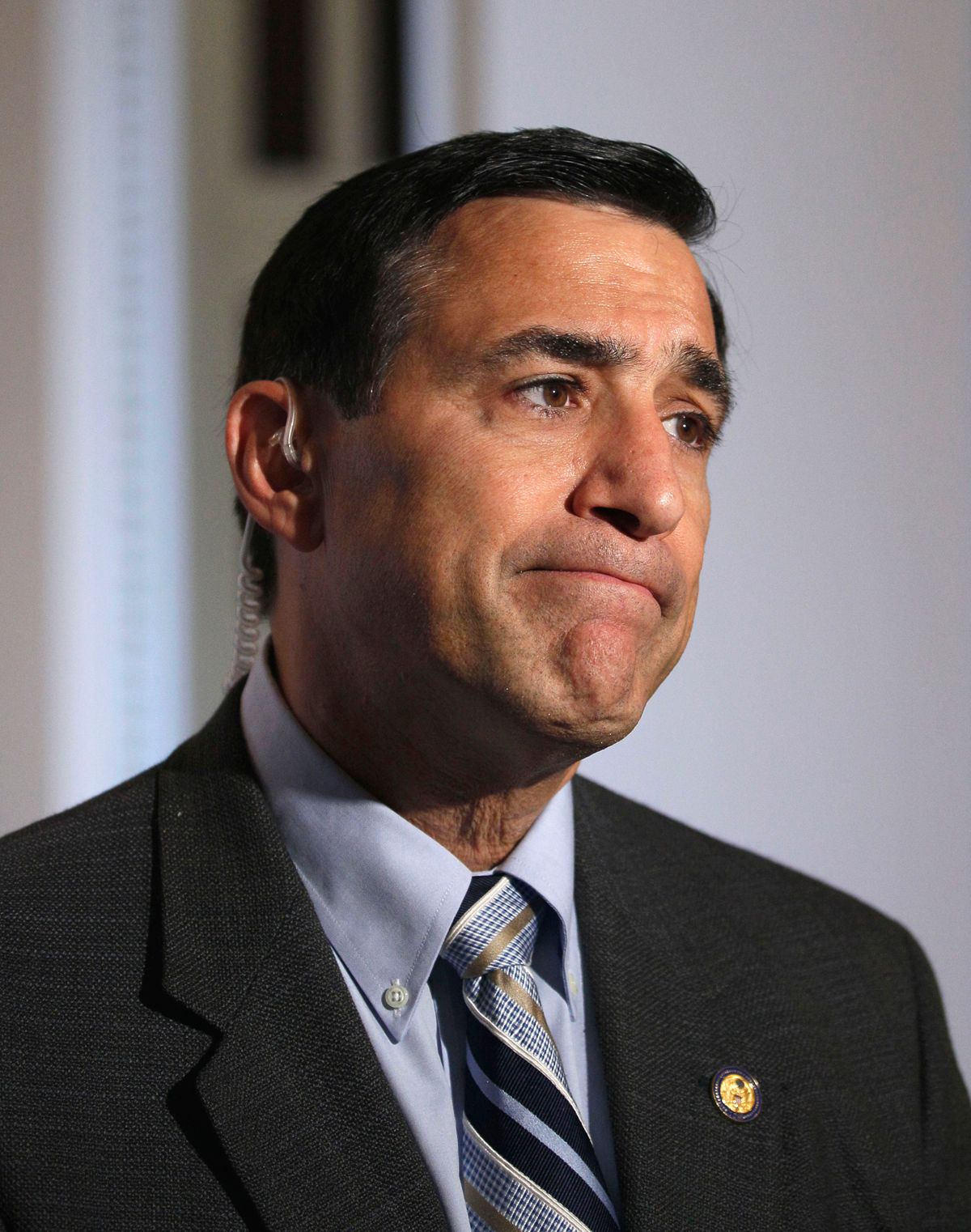 Rep. Darrell Issa, R-Calif. talks about Rep. Joe Sestak, D-Pa. during an interview on Capitol Hill in Washington Friday, May 28, 2010. 