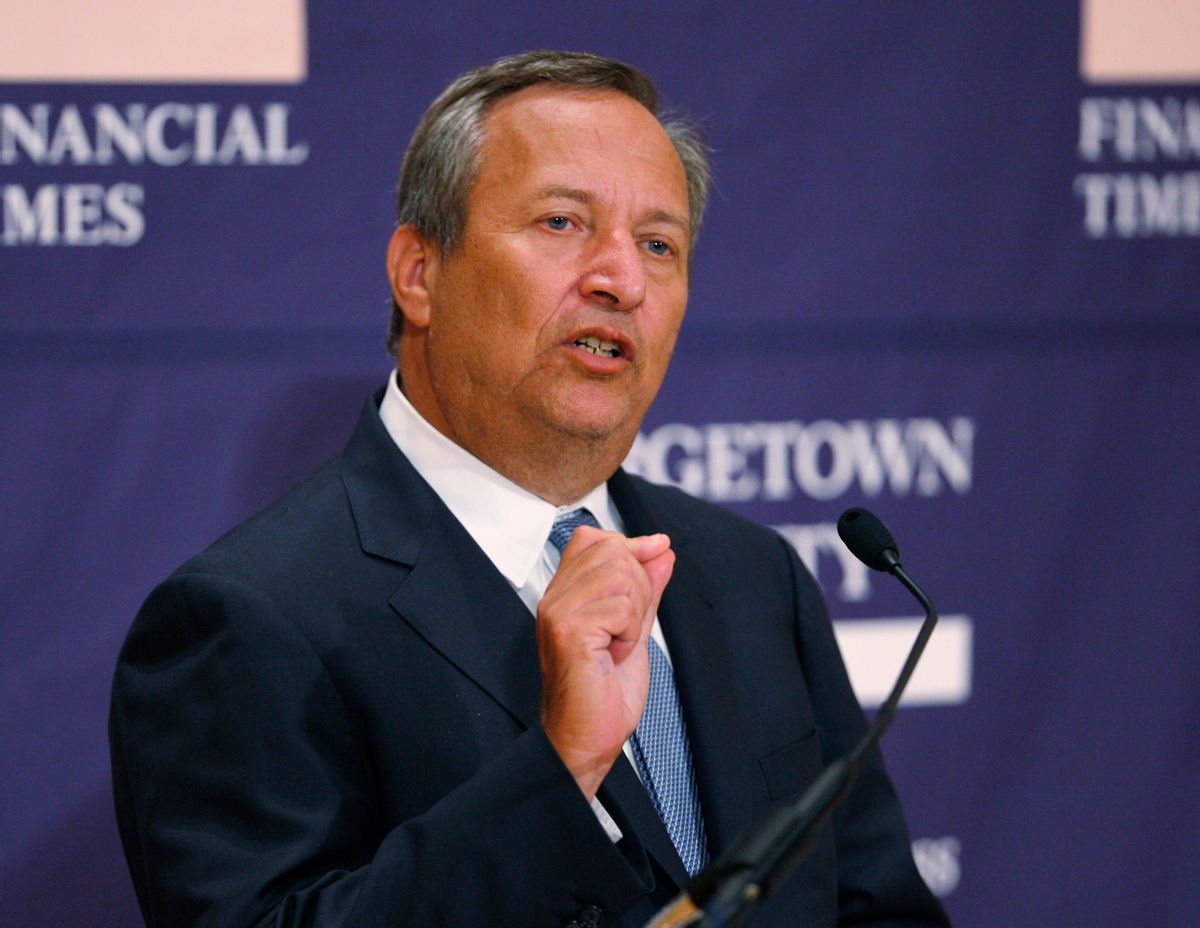 Larry Summers, director of President Barack Obama's National Economic Council, delivers a keynote address at the Future of Global Finance conference at Georgetown University's McDonough School of Business in Washington, September 18, 2009.   REUTERS/Hyungwon Kang    (UNITED STATES EDUCATION BUSINESS POLITICS)    (Reuters)
