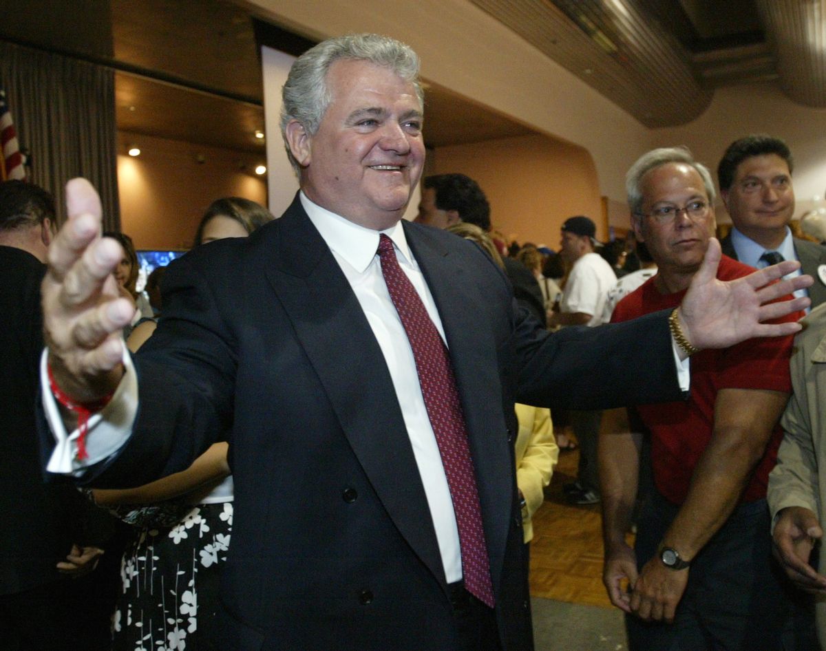 Bob Brady greets his campaign supporters on Tuesday, May 15, 2007, in Philadelphia, following the Democratic primary for mayor.  (AP Photo/ Joseph Kaczmarek) (Associated Press)
