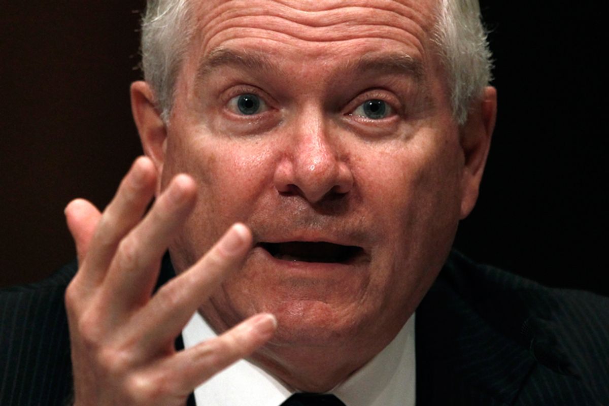 Defense Secretary Robert Gates testifies at a Senate Foreign Relations Committee hearing on May 18.   