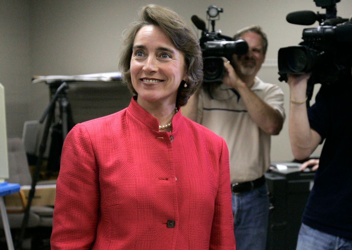 U.S. Sen. Blanche Lincoln, D-Ark., enters her polling place in Little Rock, Ark., before voting in the Democratic primary election Tuesday, May 18, 2010. (AP Photo/Danny Johnston) (Danny Johnston)