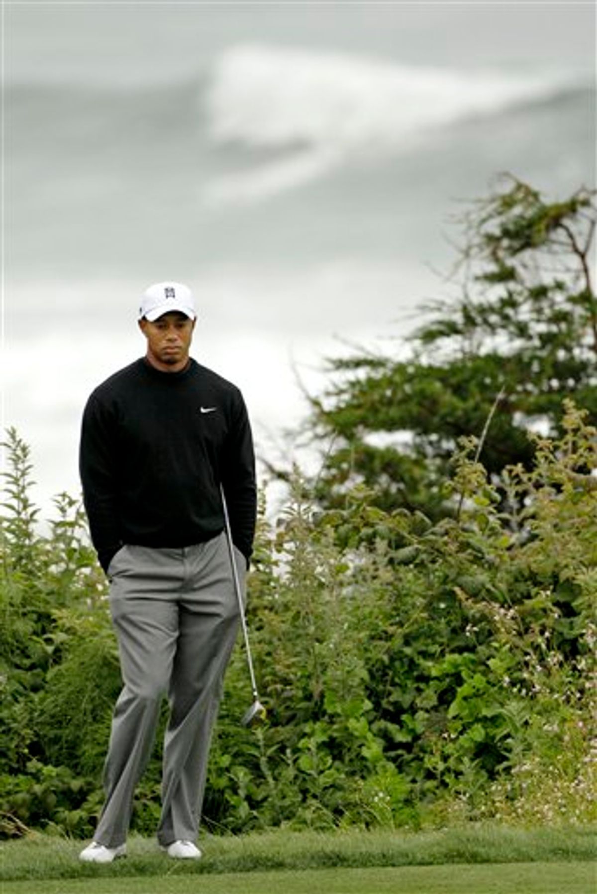Tiger Woods waits to tee off on the 11th hole during a practice round for the U.S. Open golf tournament Tuesday, June 15, 2010, at the Pebble Beach Golf Links in Pebble Beach, Calif. (AP Photo/David J. Phillip) (AP)