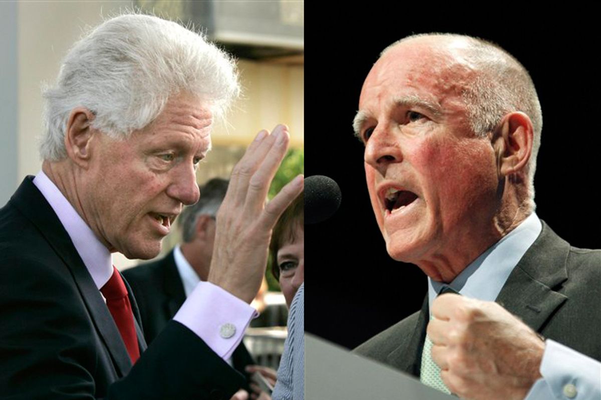Bill Clinton and Jerry Brown  