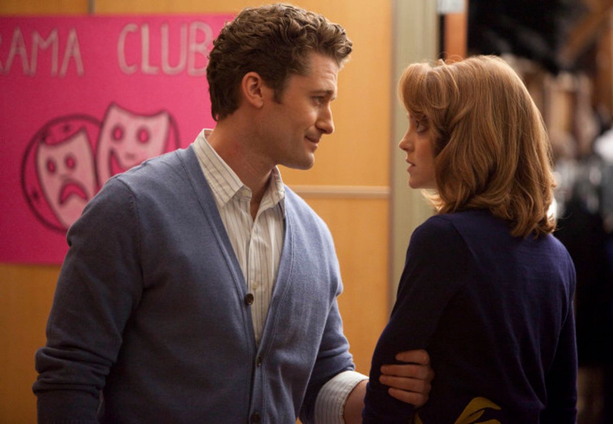 GLEE: Will (Matthew Morrison, L) and Emma (Jayma Mays, R) share a moment in the "Journey" season finale episode of GLEE airing Tuesday, June 8 (8:59-10:00 PM ET/PT) on FOX. Â©2010 Fox Broadcasting Co. Cr: Adam Rose/FOX
