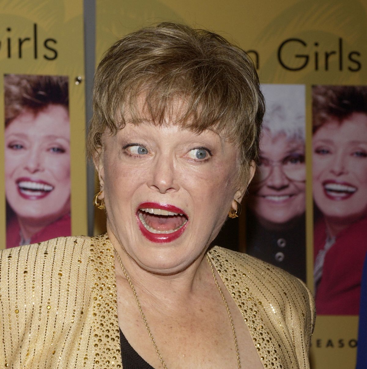 Rue McClanahan, a cast member in the 1980's television sitcom "The Golden Girls" speaks with a reporter during a party to celebrate the DVD release of "The Golden Girls: The Complete First Season" at The Museum of Television & Radio in Beverly Hills, California November 18, 2004. The three-disc set features 25 episodes from the series including the original pilot. REUTERS/Jim Ruymen  JR/TW  (Â© Reuters Photographer / Reuters)