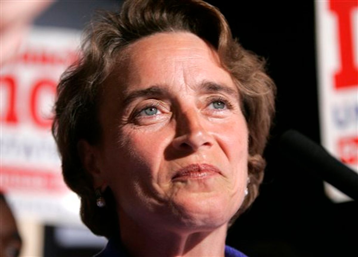 Sen. Blanche Lincoln, D-Ark., speaks to supporters in Little Rock, Ark., after winning the Democratic primary runoff election Tuesday, June 8, 2010. (AP Photo/Danny Johnston) (AP)