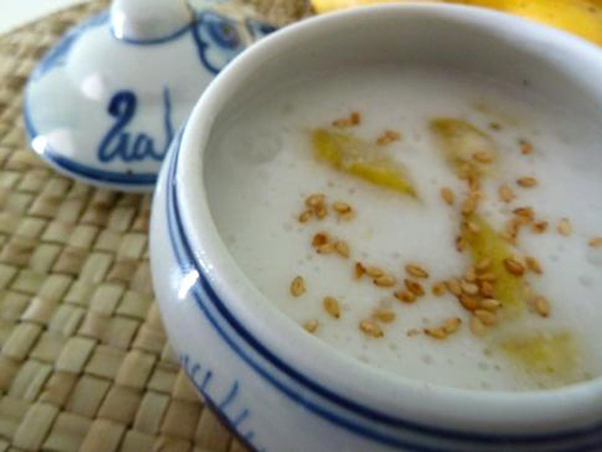 Banana coconut tapioca soup