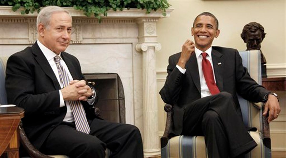 Israeli Prime Minister Benjamin Netanyahu meets with President Barack Obama in the Oval Office of the White House in Washington, Tuesday, July 6, 2010. (AP Photo/Pablo Martinez Monsivais) (AP)