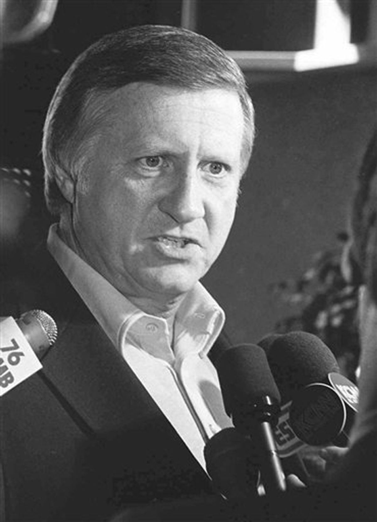 FILE - In an April 25, 1974 photo, George Steinbrenner talks with members of the press at Yankee Stadium in New York. A person close to George Steinbrenner says the Yankees owner died Tuesday morning, July 13, 2010 . (AP Photo, File) (AP)