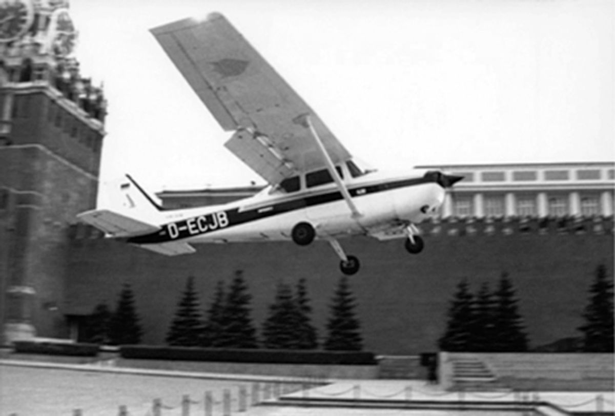 Mathias Rust landing in Red Square in 1987.