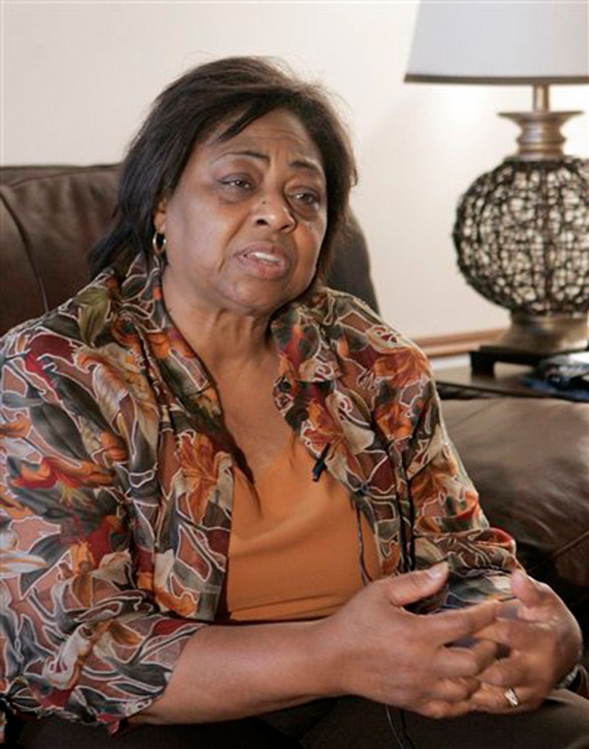 Shirley Sherrod answers questions during an interview at her home on Friday, July 23, 2010 in Albany, Ga. Sherrod was fired from her job at the Agriculture Department amid accusations of racism. (AP Photo/Steve Cannon) (Steve Cannon)