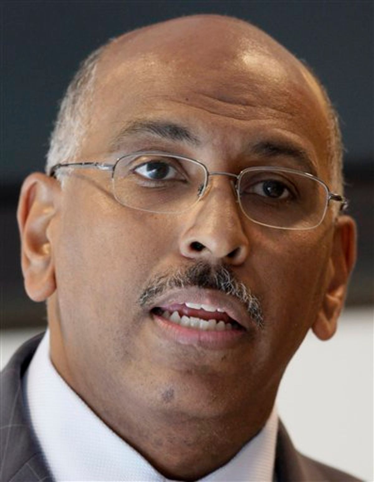 FILE - In this June 24, 2010, file photo Republican National Committee Chairman Michael Steele speaks in San Francisco. On a morning talk show Sunday July 4, 2010, Senate Armed Services Committee's ranking Republican Sen. John McCain, R-Ariz. strongly criticized recent comments Steele made about the war in Afghanistan at a GOP fundraiser, calling them "wildly inaccurate" and inexcusable. Steele called the U.S. commitment of troops in Afghanistan a mistaken "war of Obama's choosing." (AP Photo/Jeff Chiu, File) (AP)