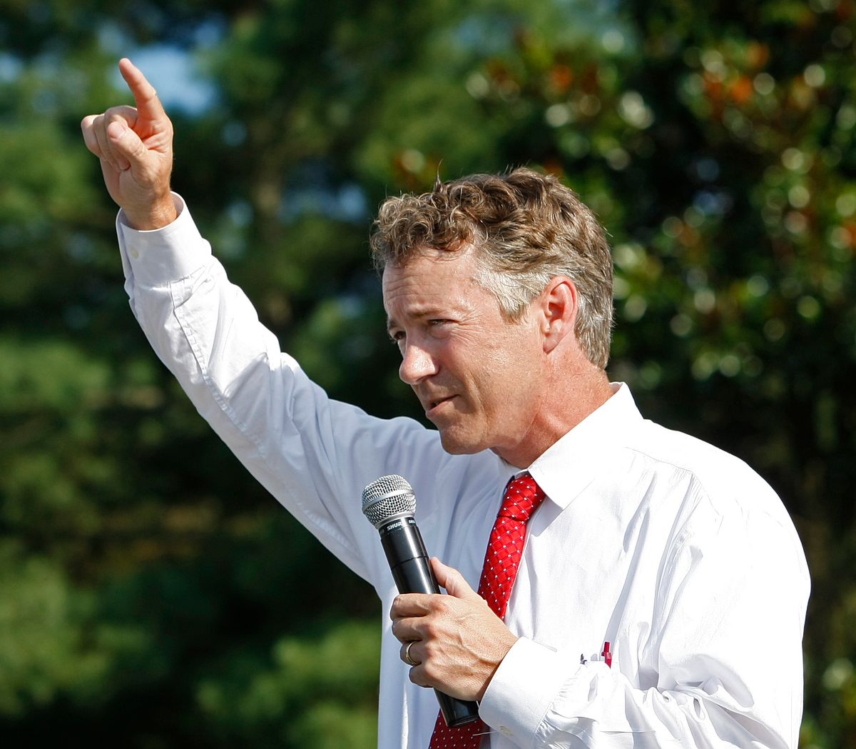Republican U.S. Senate candidate Rand Paul speaks to a tea party rally in front of the Capitol in Frankfort, Ky., Saturday, July 10, 2010.  (AP Photo/Ed Reinke) (Ed Reinke)