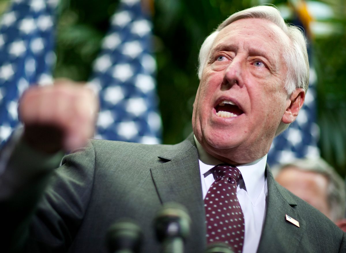 House Majority Leader Rep. Steny Hoyer (D-MD)(L-MD) speaks at a press conference where a plan to deal with executive compensation at companies which received capital under the Troubled Asset Relief Program (TARP) was announced on Capitol Hill in Washington, March 18, 2009.   REUTERS/Joshua Roberts    (UNITED STATES POLITICS BUSINESS) (Reuters)