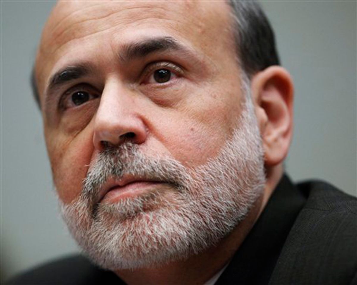 FILE - In this March 25, 2010 file photo, Federal Reserve Chairman Ben Bernanke testifies on Capitol Hill in Washington. Regulators must do all they can to help banks make loans to creditworthy borrowers, especially small businesses, a development that's critical to strengthening the economic recovery, Federal Reserve Chairman Ben Bernanke said Thursday, May 6, 2010. (AP Photo/Manuel Balce Ceneta, File) (Manuel Balce Ceneta)
