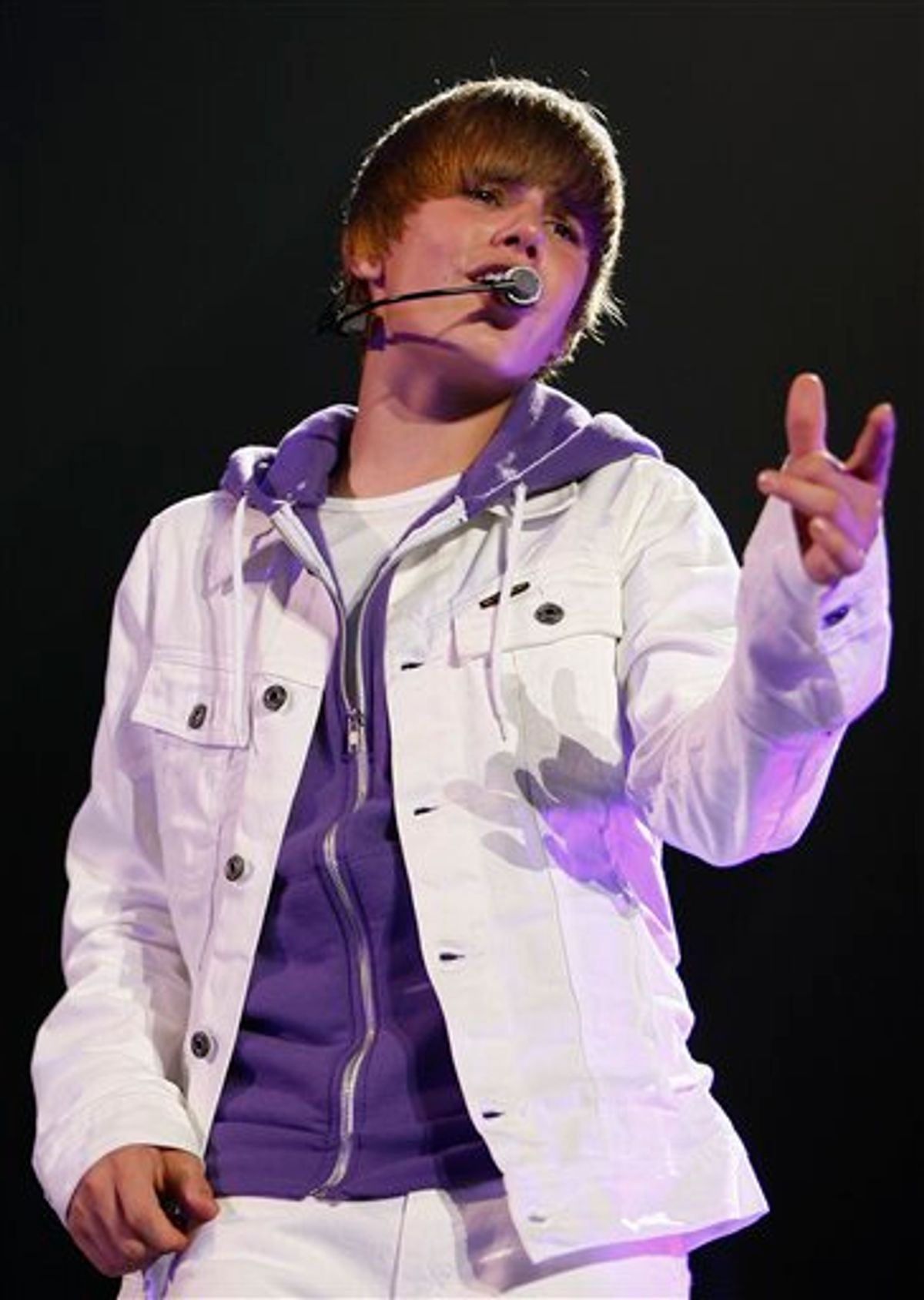 FILE - In this June 24, 2010 file photo, Justin Bieber performs in Trenton, N.J. (AP Photo/Tim Larsen, file) (AP)
