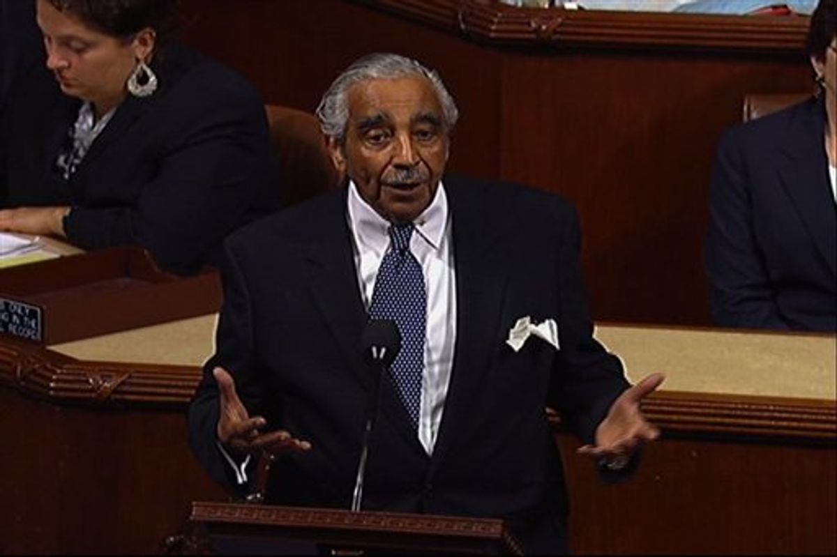 This video image provided by House Television shows Rep. Charles Rangel, D-N.Y. speaking on the floor of the House on Capitol Hill in Washington, Tuesday, Aug. 10, 2010. (AP Photo/House Television) (AP)