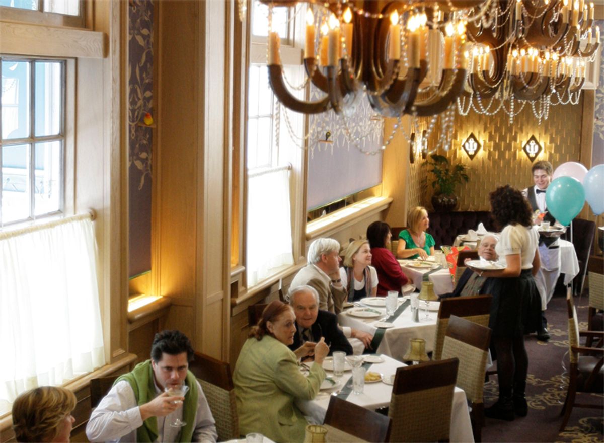 Diners enjoy lunch in the main dining room at Commander's Palace in the Garden District of New Orleans Wednesday, Jan. 7, 2009. (AP Photo/Alex Brandon)  (Alex Brandon)